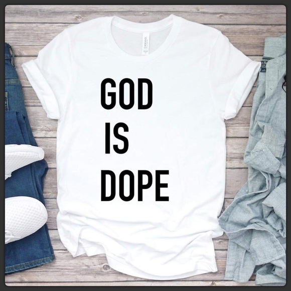 New! Men’s! “God is Dope” White T-Shirt Tee - Picture 4 of 4